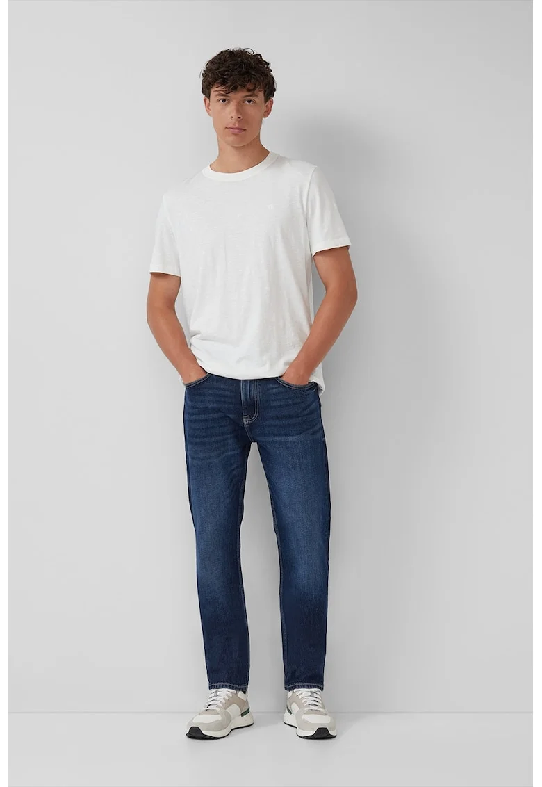 Blugi slim fit cu aspect decolorat, Albastru inchis