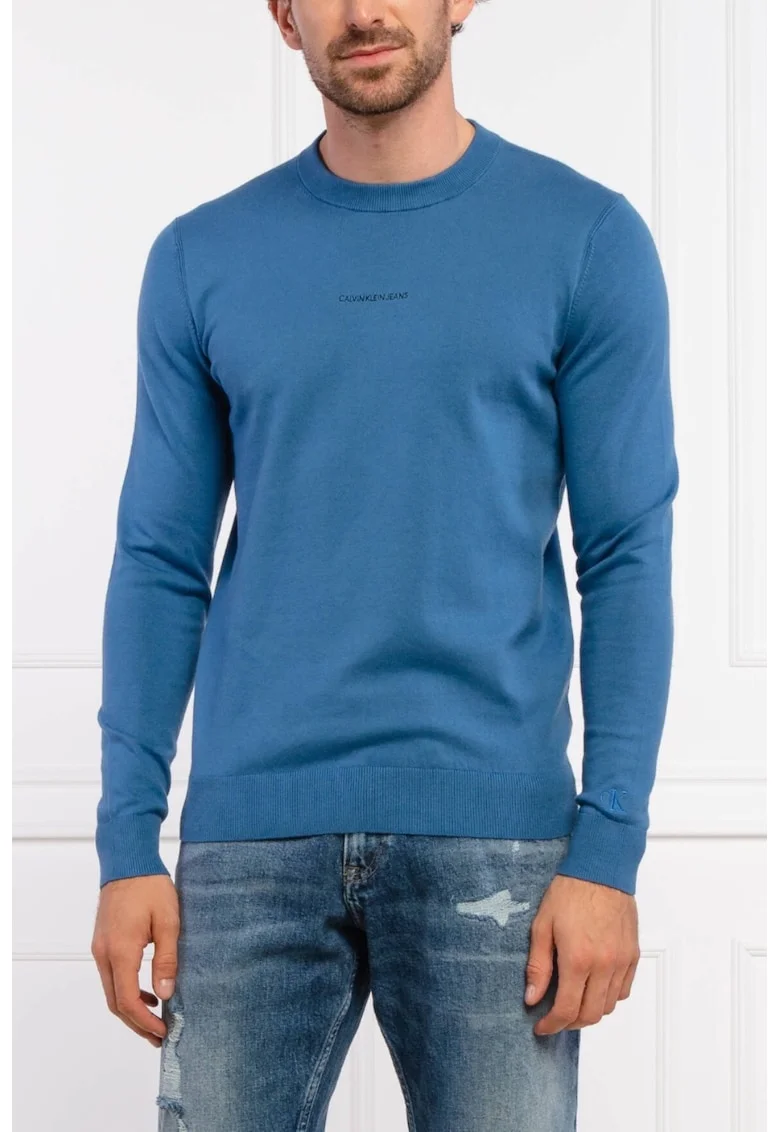 Pulover Barbati, Calvin Klein Albastru, Bumbac, Albastru