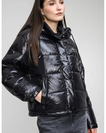 Geaca relaxed fit cu mansete elastice, Negru