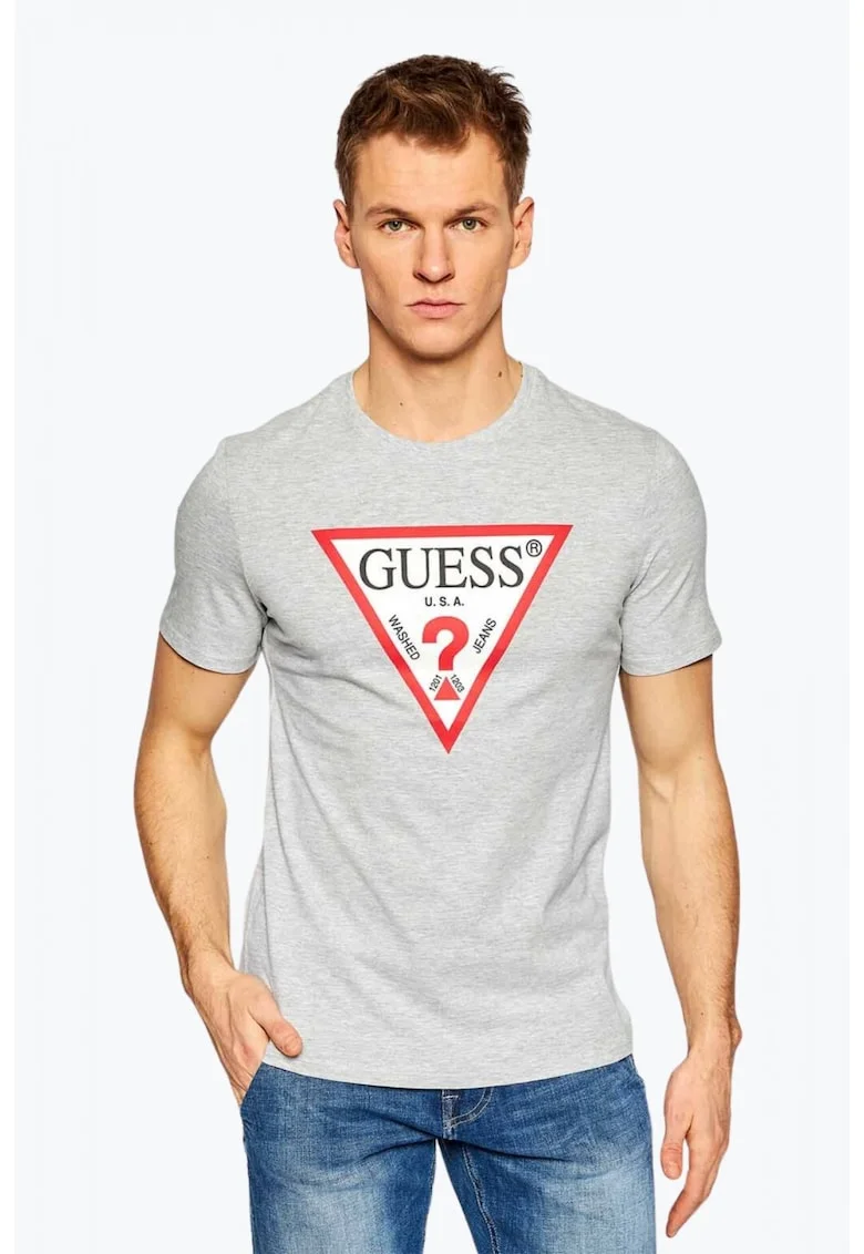 Tricou barbati cu imprimeu cu logo M1RI71I3Z11 gri, Gri