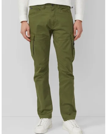Pantaloni uni relaxed fit cu talie medie, Verde masliniu