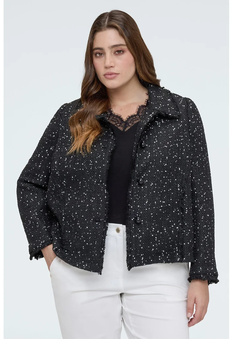 Sacou cu insertie cu paiete, Negru