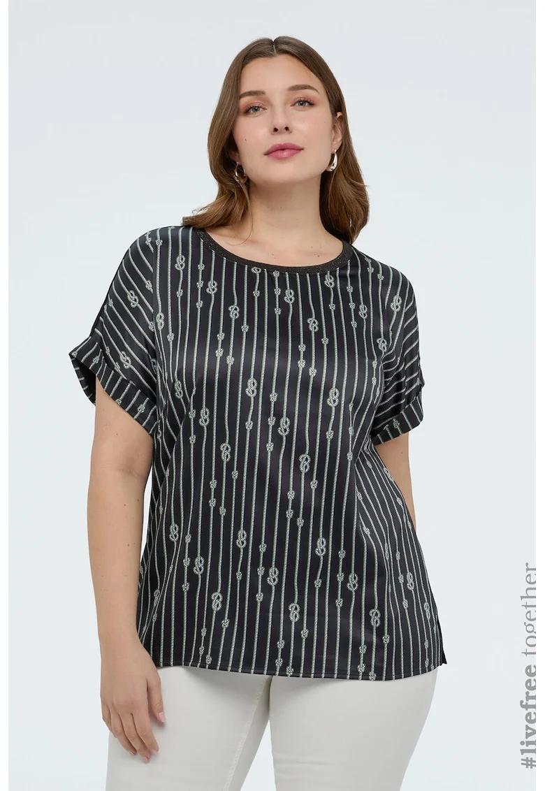 Tricou lejer cu dungi, Alb/Negru