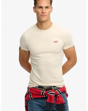 Tricou din bumbac cu decolteu la baza gatului so logo brodat, Crem