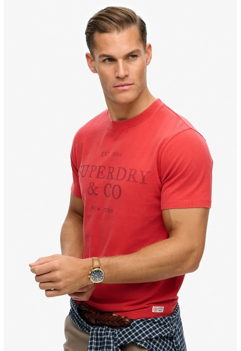 Tricou cu imprimeu logo, Coral
