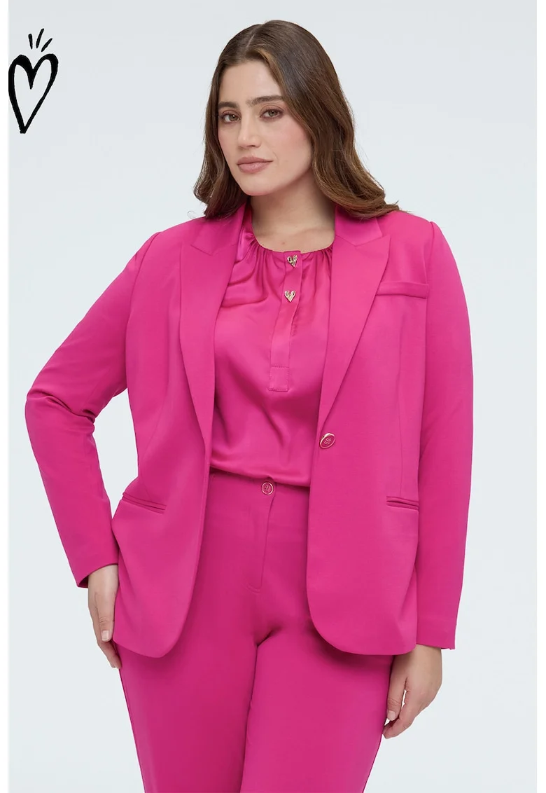 Sacou cu model uni si buzunare cu refilet, Roz