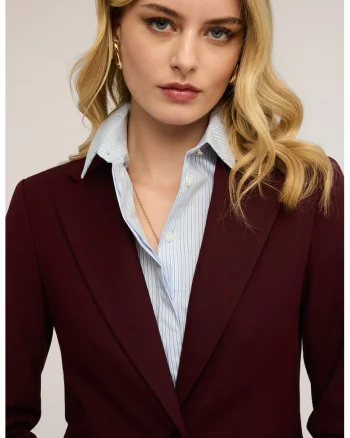 Sacou cu model uni si buzunare cu clapa, Rosu inchis