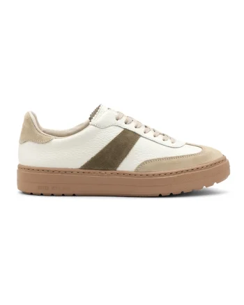Pantofi sport de piele intoarsa cu garnituri de piele Nora, Maro inchis/Crem/Bej deschis