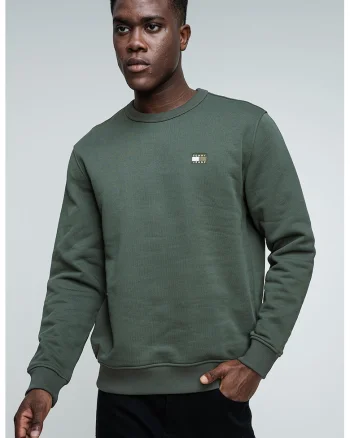 Bluza de trening cu decolteu la baza gatului si logo, Verde pal