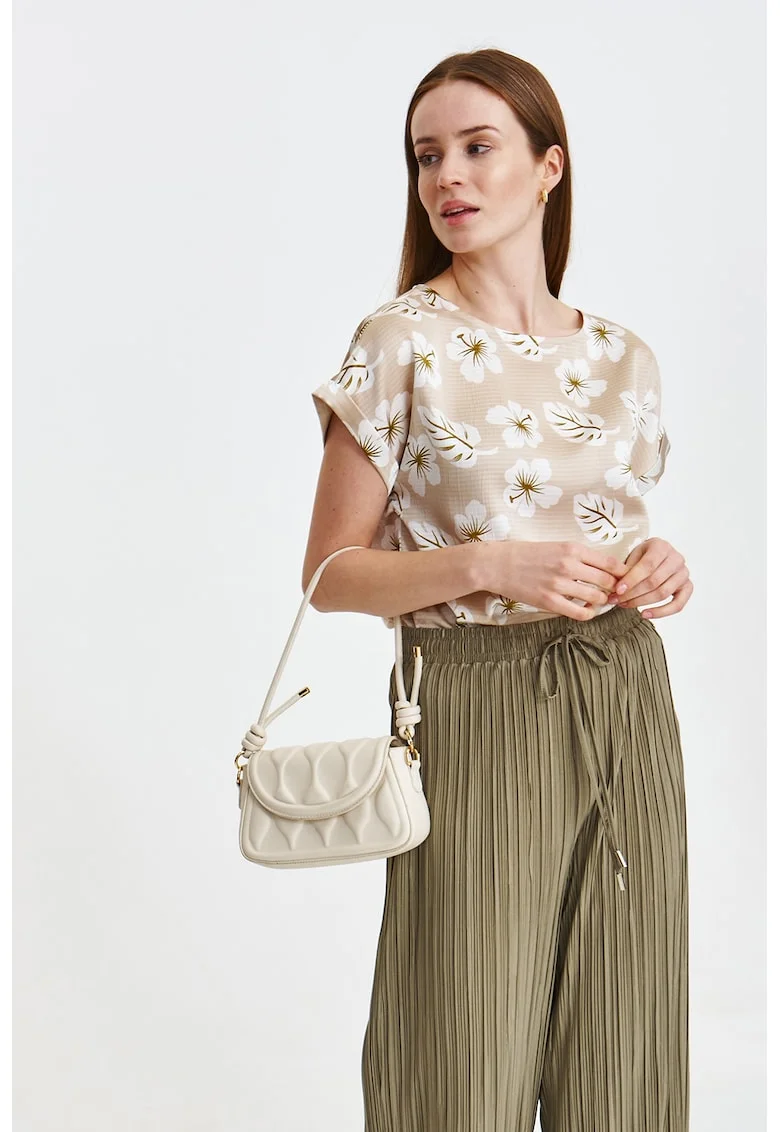 Bluza cu imprimeu floral BLK0126, Alb/Bej/Verde masliniu