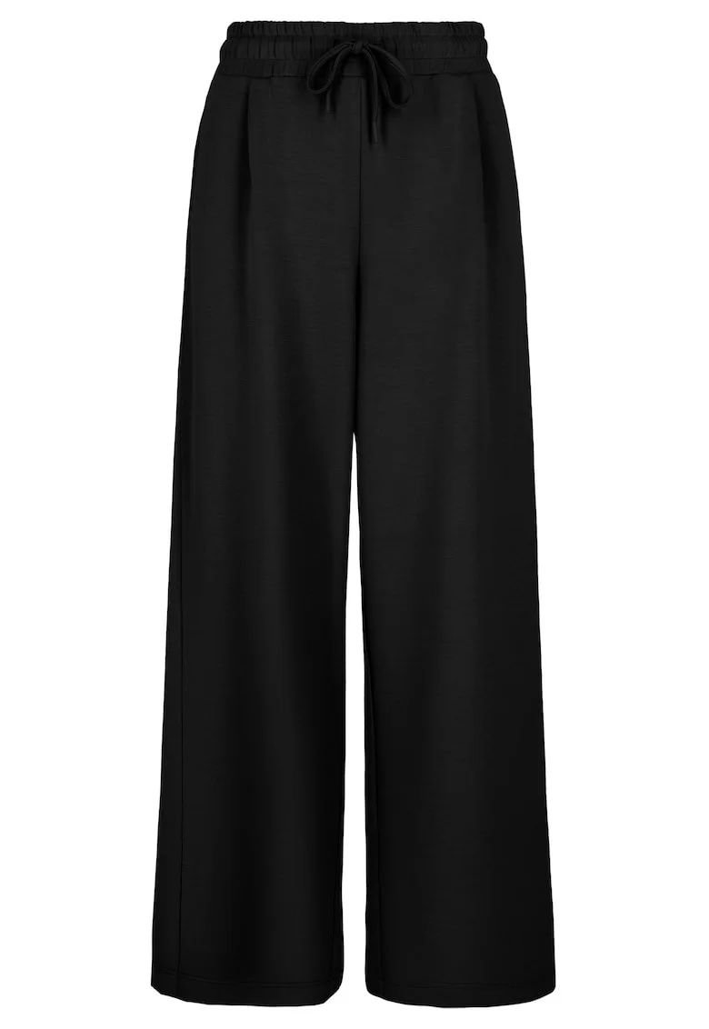 Pantaloni dama de trening cu croiala ampla, talie elastica,  N-Mock, Negru