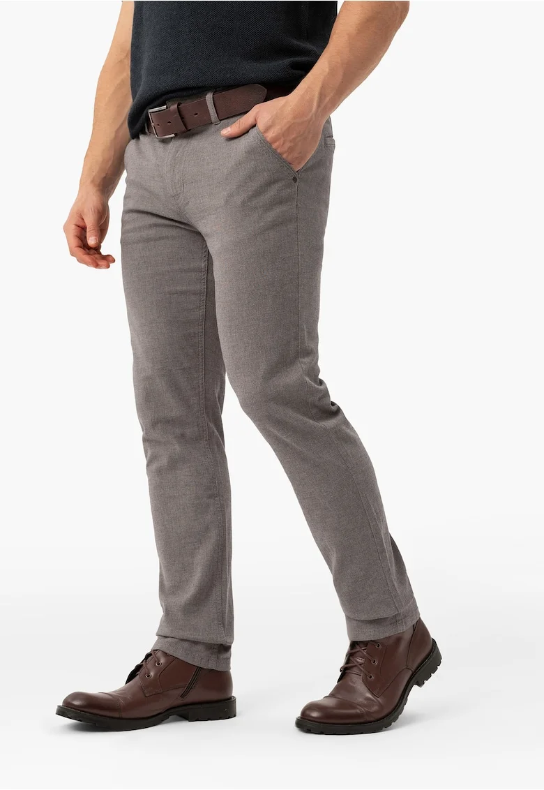 Pantaloni chino din bumbac, regular fit, cu un model fin,  R-Olaf, bej, 38-34