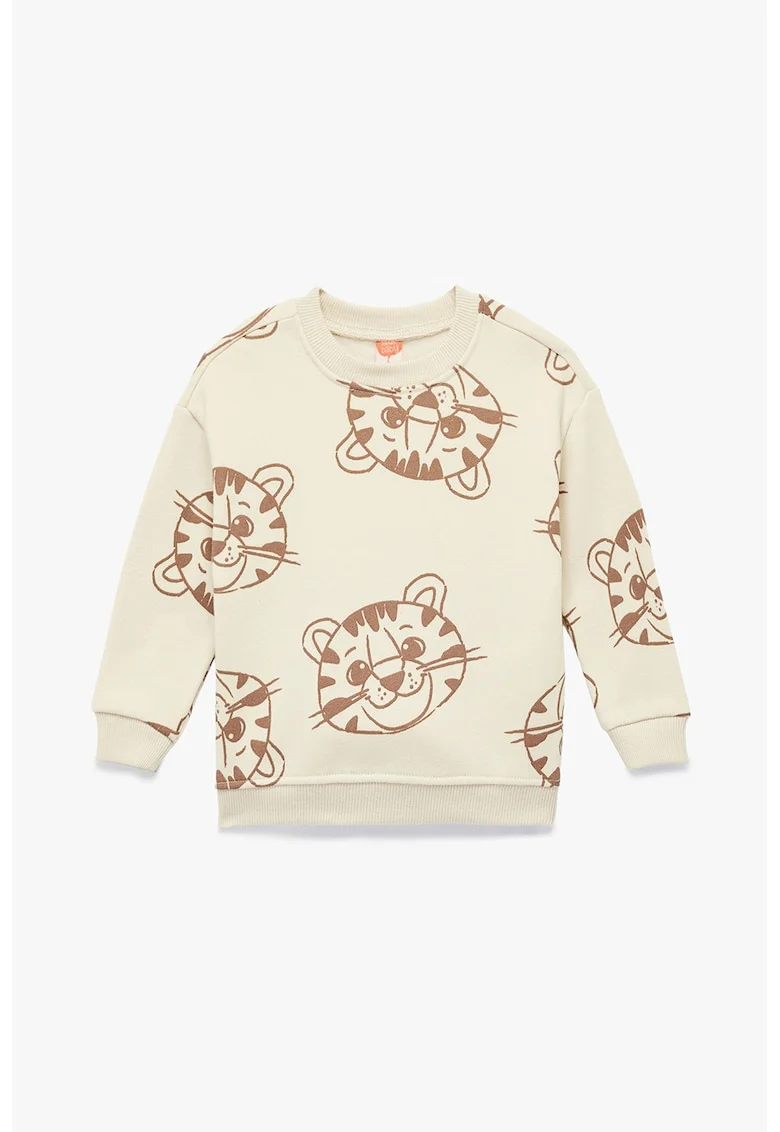Bluza de trening din amestec de bumbac cu model, Bej/Maro camel