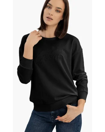 Bluza de trening cu inscriptie brodata pe piept, Regular Fit,  B-Glow, negru, Negru