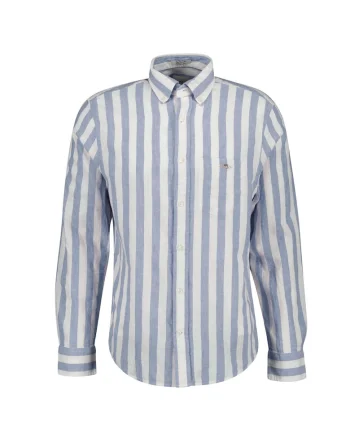 Camasa regular fit cu dungi si guler Oxford, Albastru