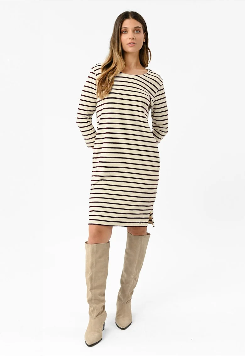 Rochie midi bumbac  bej/visiniudwqfw