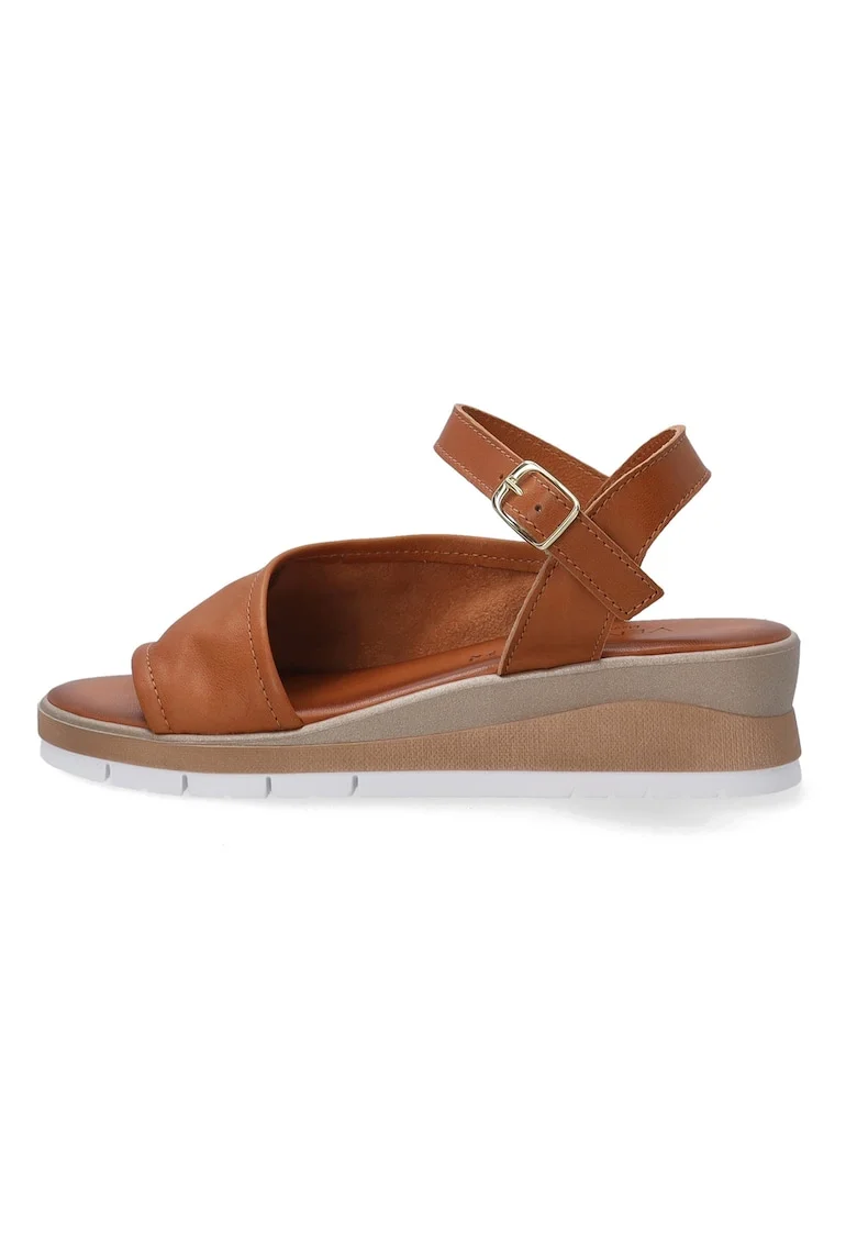 Sandale wedge din piele uni