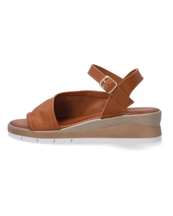 Sandale wedge din piele uni