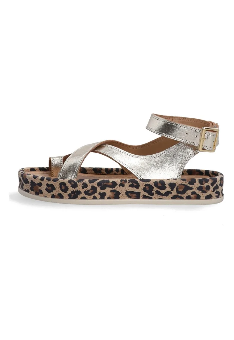 Sandale din piele cu imprimeu leopard