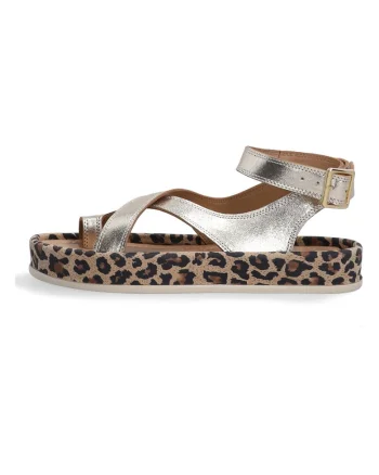 Sandale din piele cu imprimeu leopard