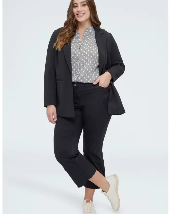 Pantaloni kick-flare cu model cu 5 buzunare, Negru