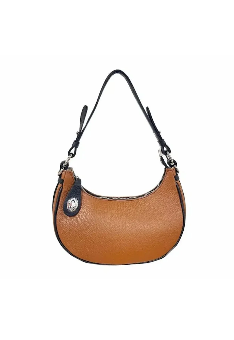 Geanta dama din piele naturala  Delia, Coniac, 25 x 15 x 7 cm