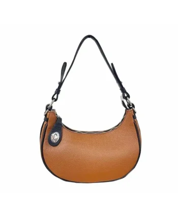 Geanta dama din piele naturala  Delia, Coniac, 25 x 15 x 7 cm