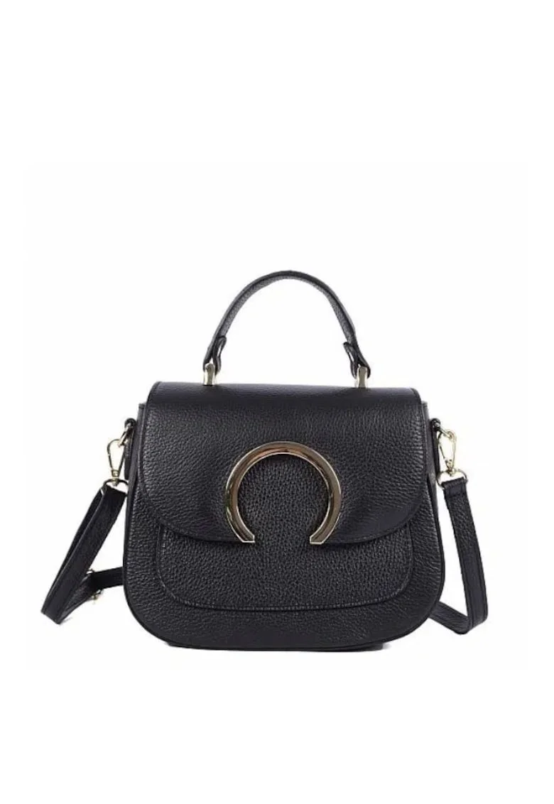 Borseta dama din piele naturala  Floramaria, Negru, 24,5 x 18 x 10,5