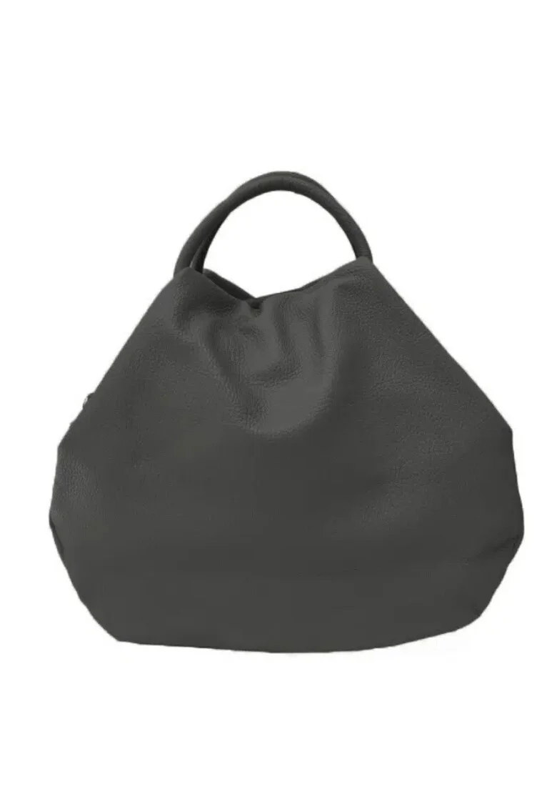 Geanta dama din piele naturala  Freira, Gri inchis, 33 x 32 x 13 cm