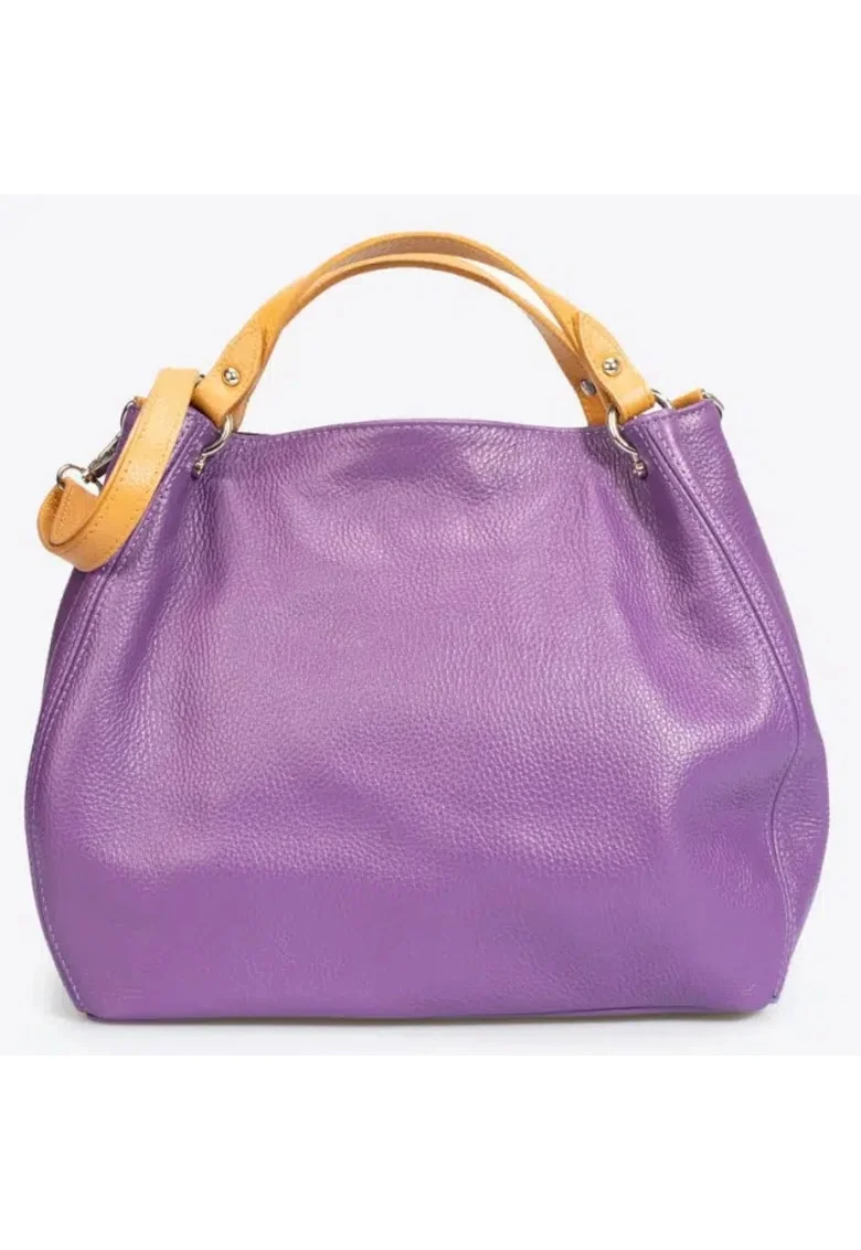 Geanta dama din piele naturala  Ofelia, Mov, 33 x 28 x 16 cm