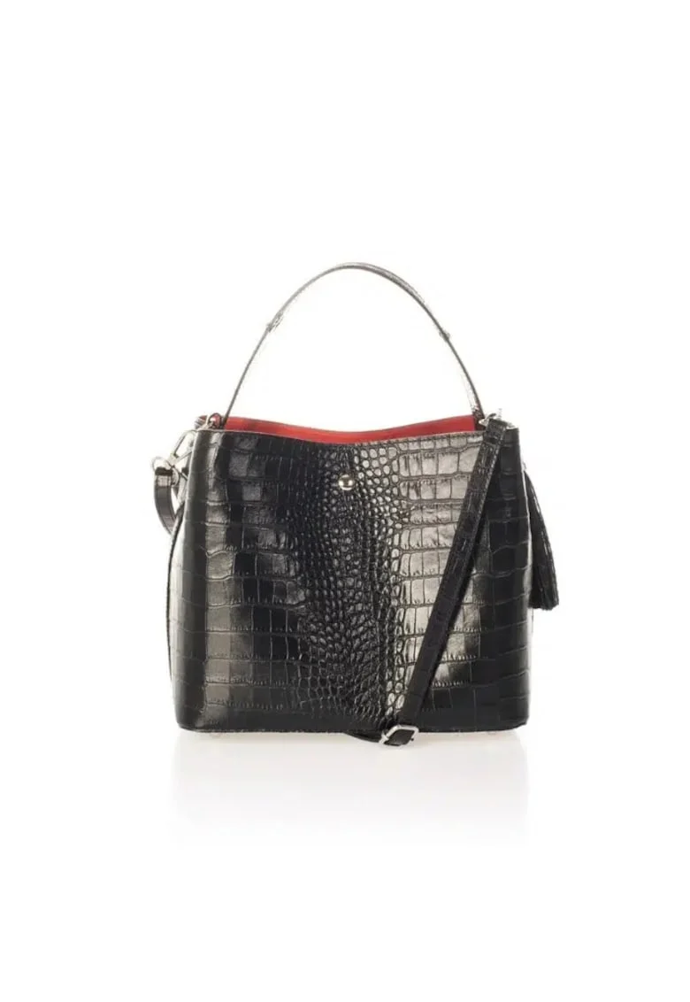 Geanta dama din piele naturala  Jaya, Negru, 25 x 22 x 14 cm