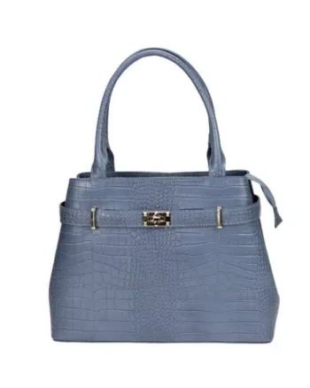 Geanta dama din piele naturala  Memphis, Albastru, 35 x 26 x 13 cm