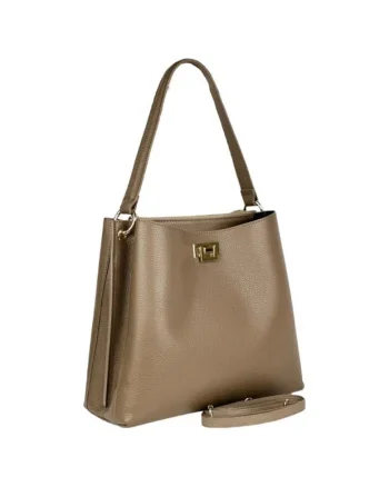 Geanta dama din piele naturala  Anastasia, Maro taupe, 31,5 x 28,5 x 13 cm