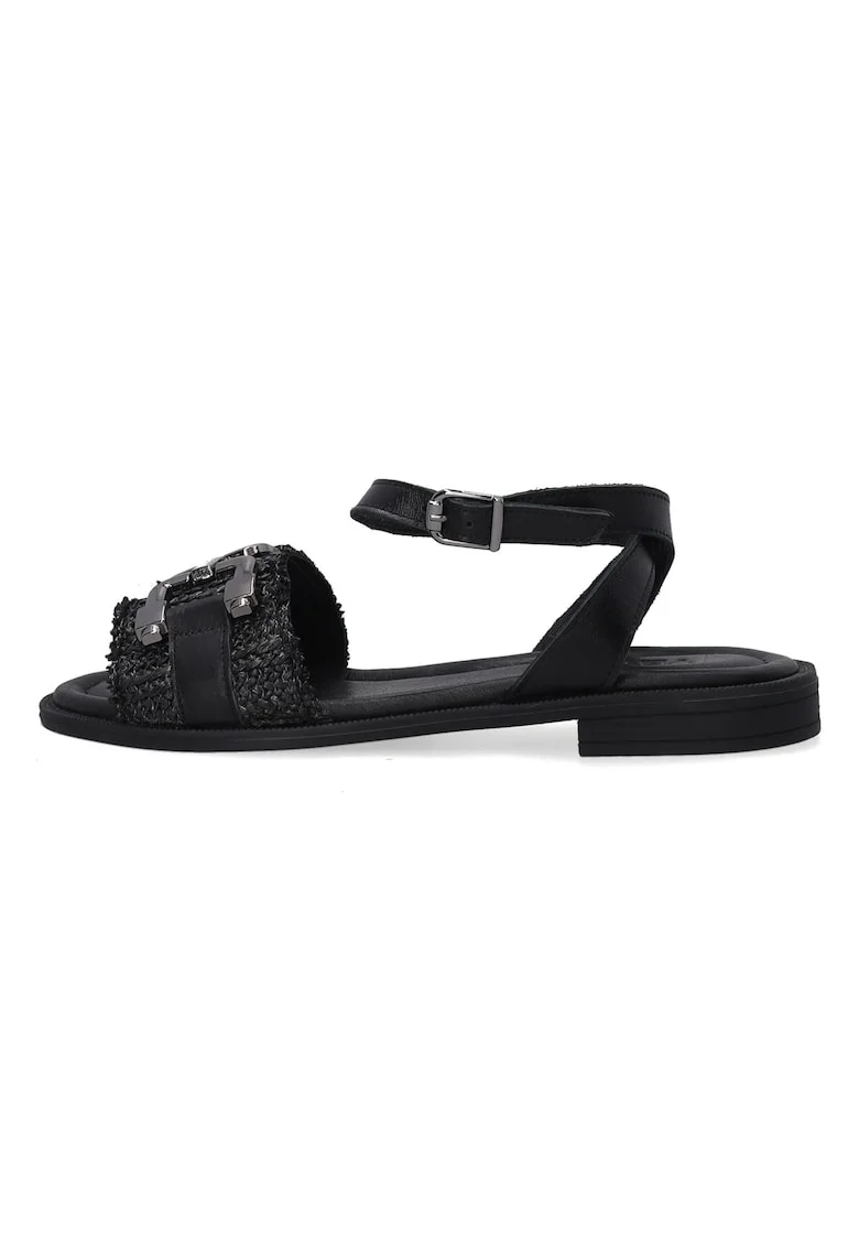 Sandale din piele cu detalii impletite si metalice