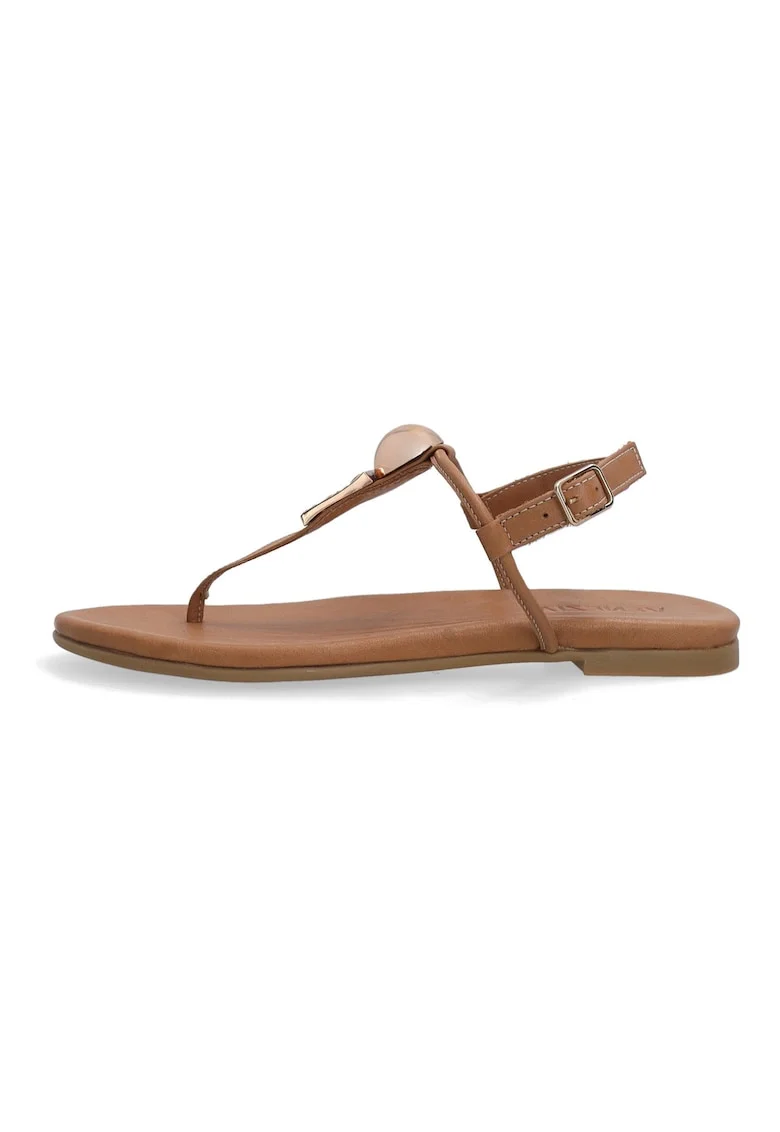 Sandale din piele uni cu bareta slingback