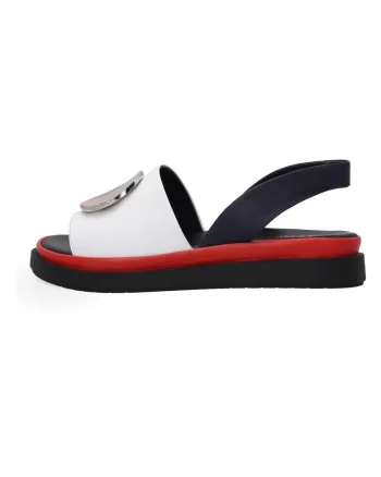Sandale din piele cu model color block