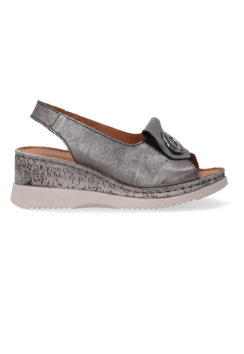 Sandale slingback din piele cu detaliu decorativ