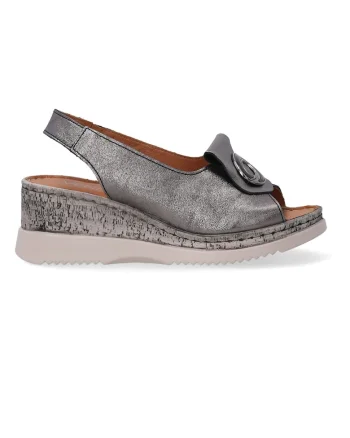 Sandale slingback din piele cu detaliu decorativ