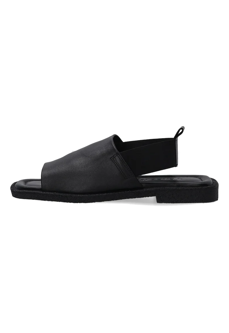 Sandale din piele cu varf patrat si bareta elastica