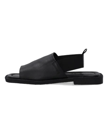 Sandale din piele cu varf patrat si bareta elastica