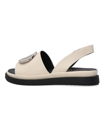 Sandale din piele slingback cu detaliu metalic