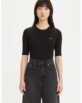 Tricou cu decolteu la baza gatului, Negru
