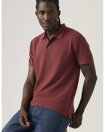 Tricou polo din bumbac pique, Rosu capsuna