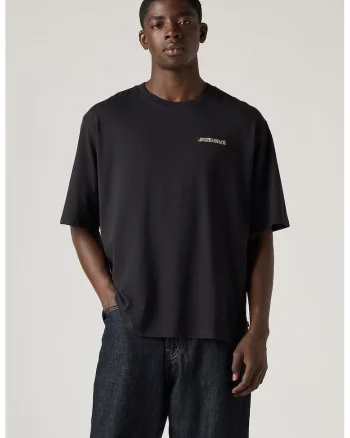 Tricou din bumbac cu imprimeu grafic pe partea din spate, Negru/Portocaliu