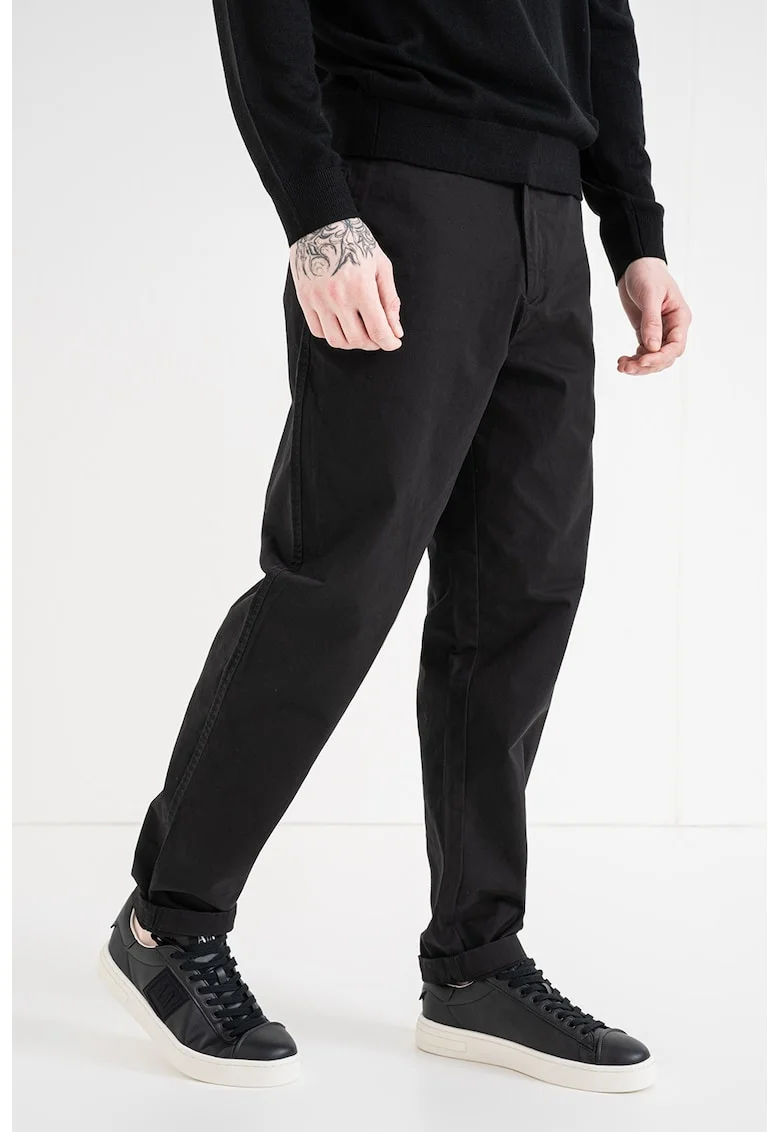 Pantaloni drepti cu gaici pentru curea, Negru