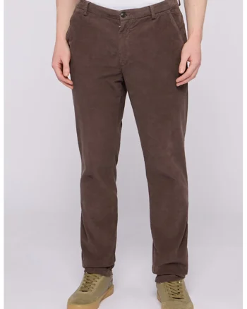 Pantaloni din amestec de bumbac cu model uni, Maro inchis
