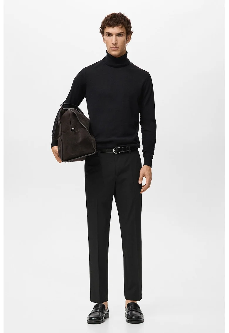 Pantaloni eleganti slim fit cu talie medie, Negru