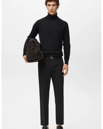 Pantaloni eleganti slim fit cu talie medie, Negru