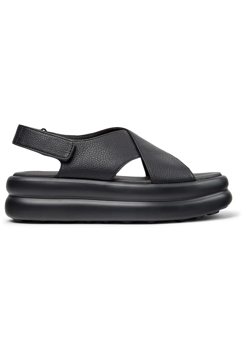 Sandale din piele cu platforma si bretele incrucisate Pelotas Flota Up, Negru