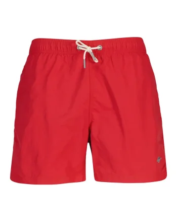 Pantaloni scurti de baie cu buzunare si snur, Rosu